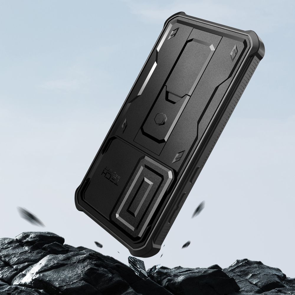 Etui pancerne z osłoną na ekran, z wbudowaną podstawką oraz ochroną aparatu Tech-Protect Kevlar Cam+ do Samsung Galaxy A56 5G, czarne.